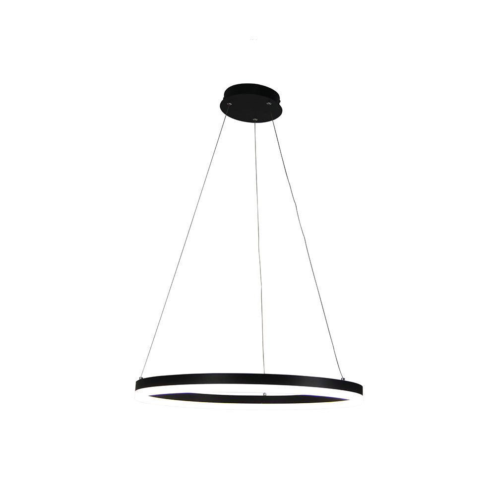 Cronus Black Modern Tri-colour LED Halo Ring Pendant Light